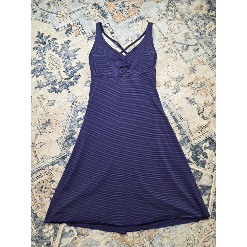 prAna Women's XS Rebecca Strappy Back Purple Stripe Spaghetti Strap Dress